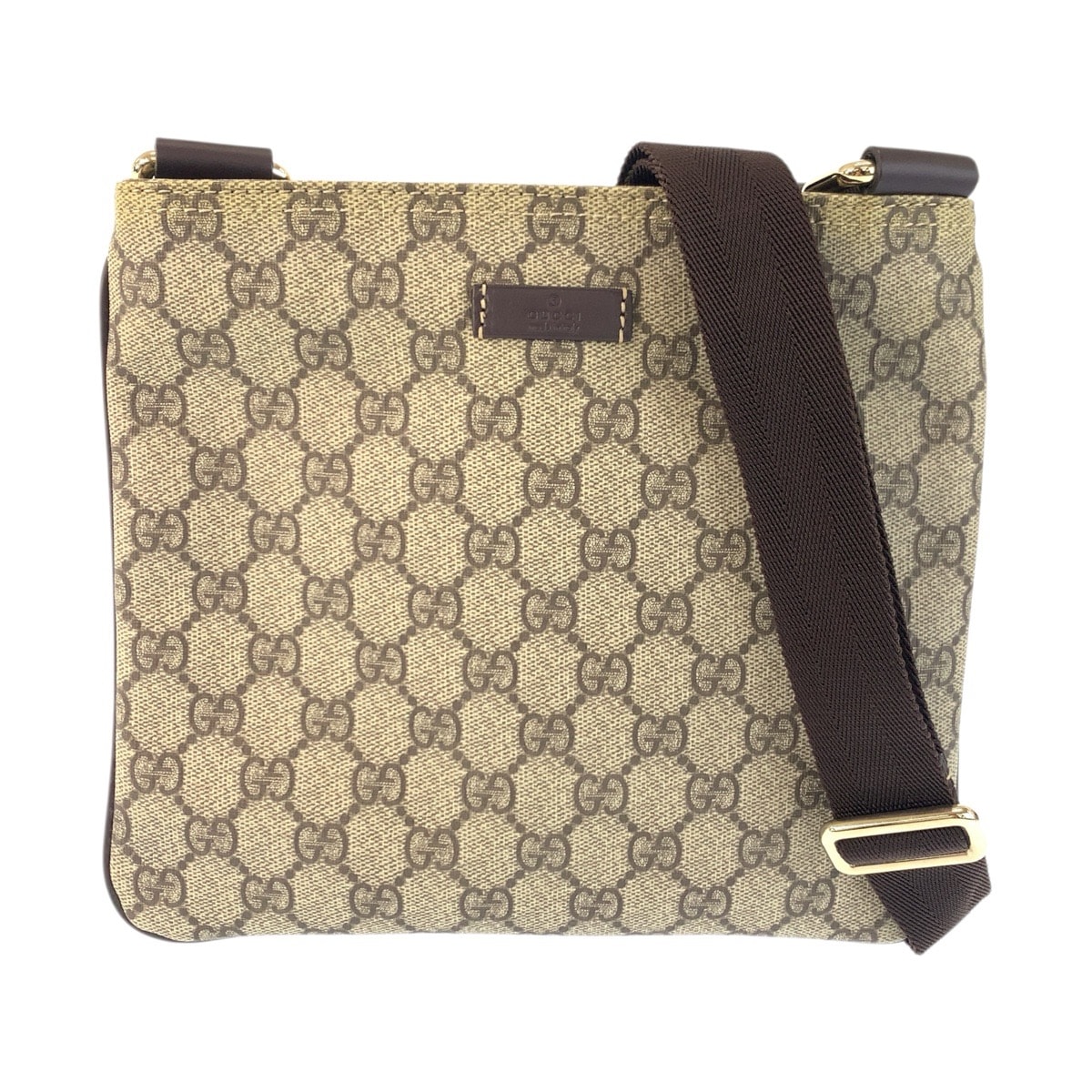 美品 GUCCI グッチ ベージュ ブラウン GGスプリームキャンバス レザー/ ショルダーバッグ ポシェット 601496 【中古】