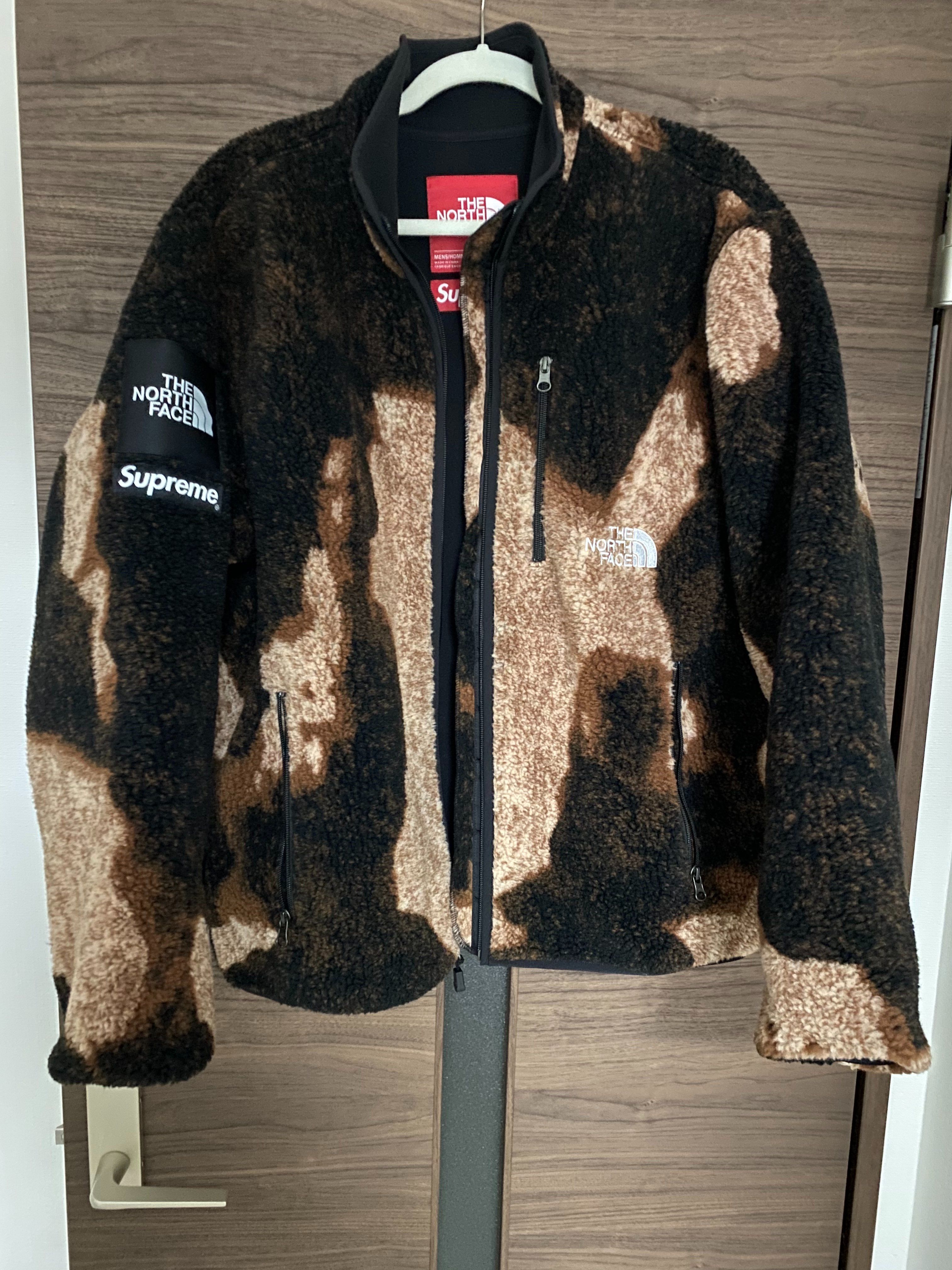 Supreme x The North Face Bleached Denim Print Fleece Jacket "Black"