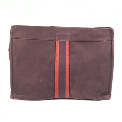 エルメス HERMES フールトゥ カバン ポーチ バッグ セカンドバッグ クラッチバッグ コットン ワインレッド