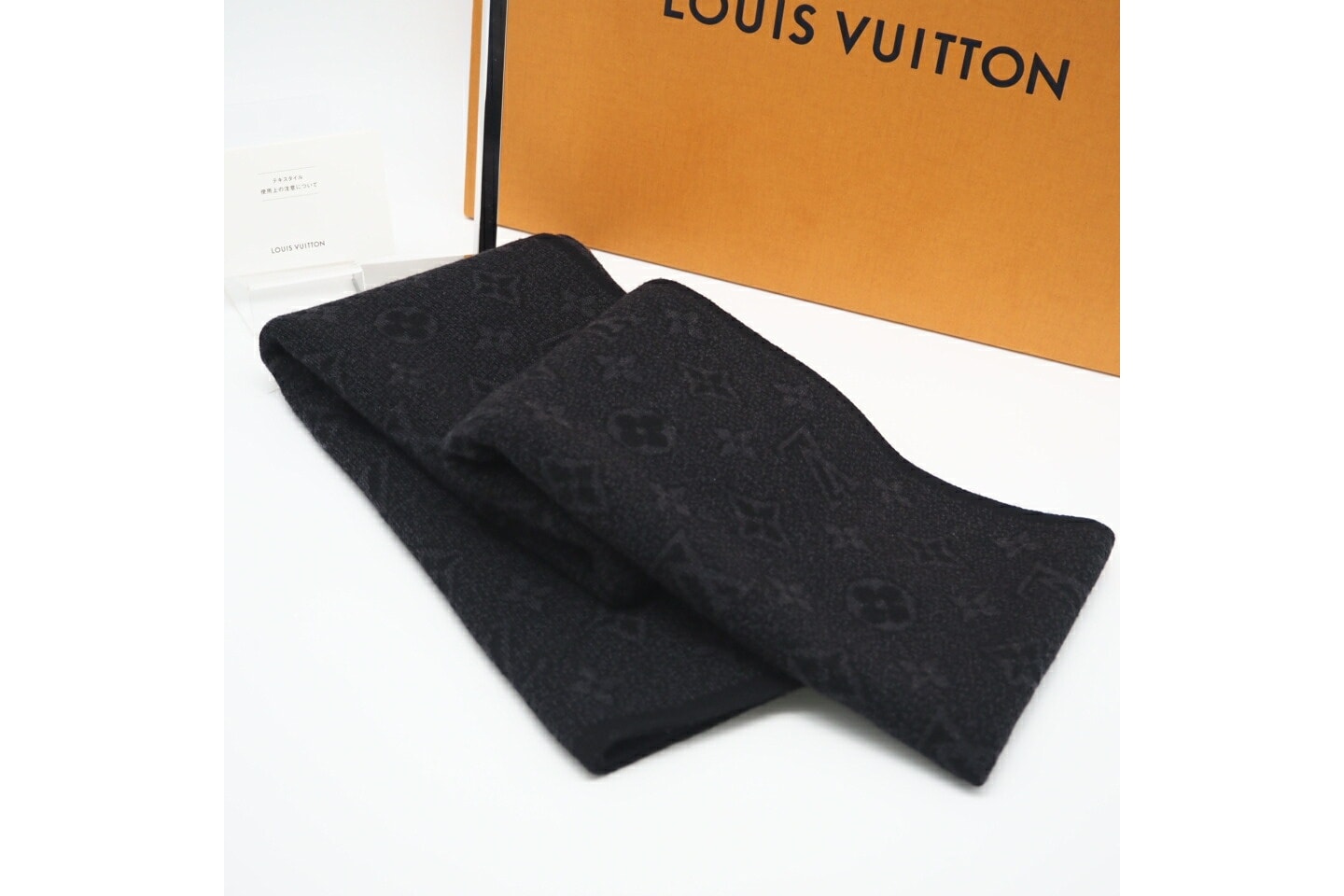 極美品 LOUIS VUITTON ルイ・ヴィトン エシャルプ モノグラム エクリプス ウール マフラー M71648 マフラー ブラック グレー ウール レディース