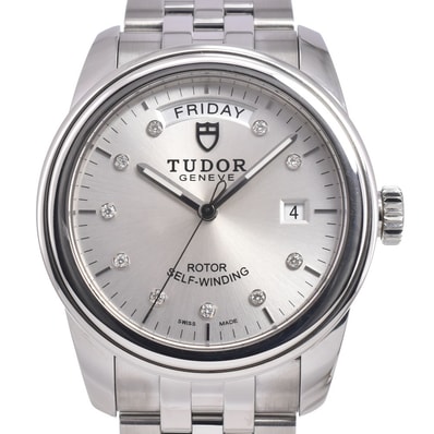 チューダー TUDOR 56000 グラマー デイデイト 10P ダイヤモンド シルバー 自動巻き メンズ 美品 保証書付き 腕時計 I#150084