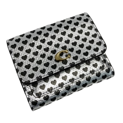 COACH コーチ ミラ スモール フラップ ウォレット・ハート プリント CDZ84 シルバー 3つ折り財布
