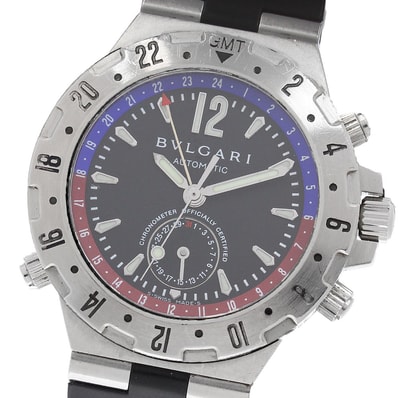 ★箱・保 ブルガリ ディアゴノ GMT デイト GMT40S メンズ 【中古】
