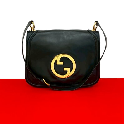 GUCCI グッチ G ロゴ 金具 レザー ショルダーバッグ ブラック
77618