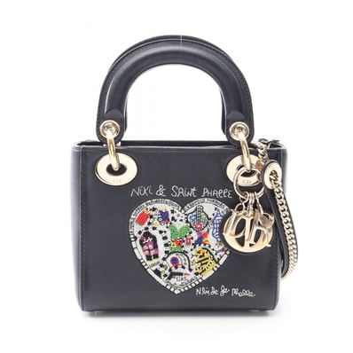 ディオール Dior Niki de Saint Phalle LADY DIOR MINI 2WAY ハンドバッグ バッグ レザー レディース ブラック系 【中古】