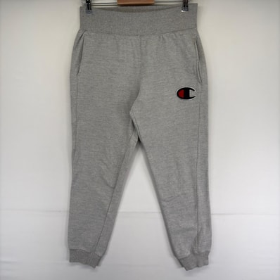 古着 チャンピオン Champion パンツ リバースウィーブ ワッペンロゴ スウェットパンツ 裏起毛 長ズボン M グレー系 メンズ