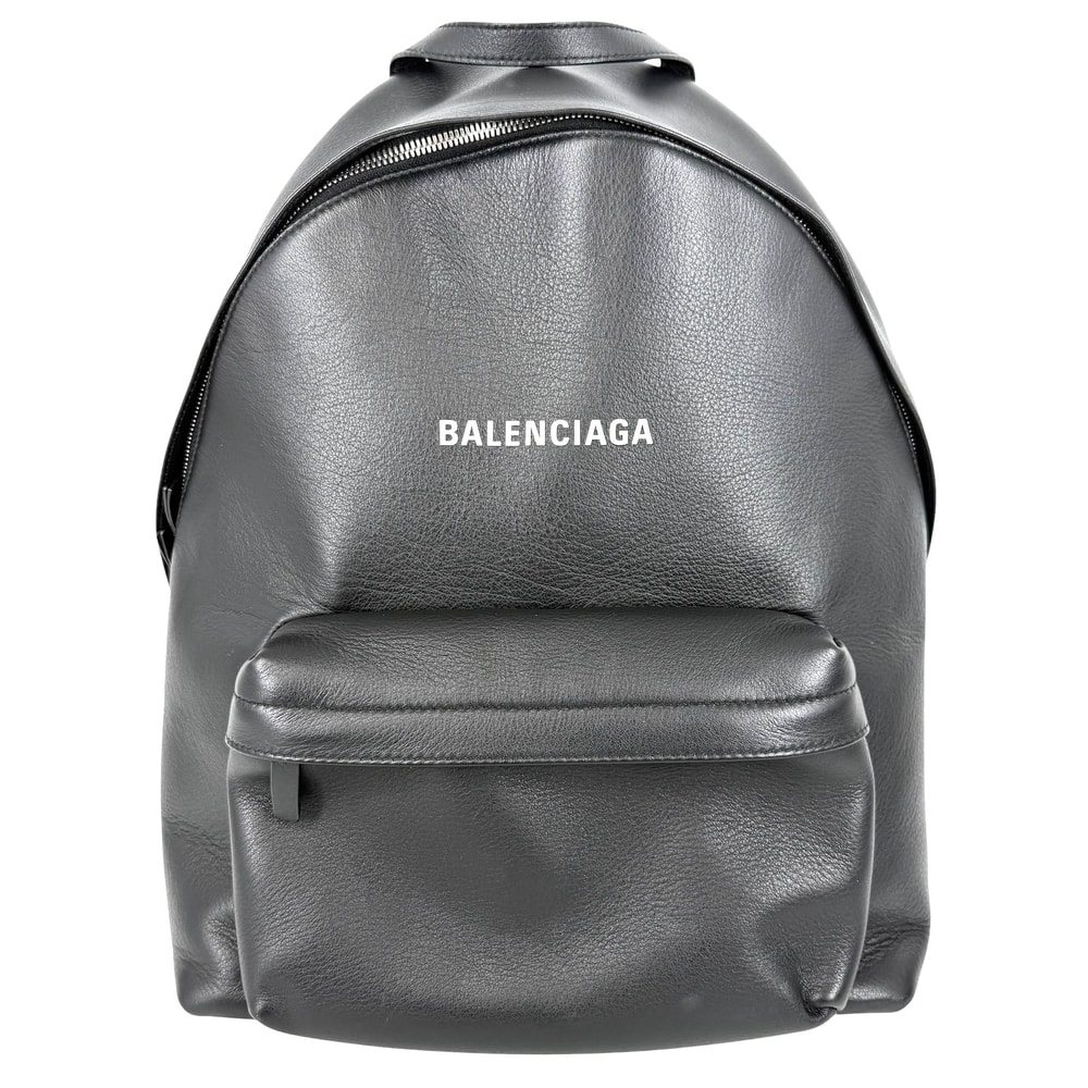 BALENCIAGA バレンシアガ リュック エブリデイ バックパック ロゴ 552374 レザー ブラック 黒 シルバー金具 メンズ【中古品】