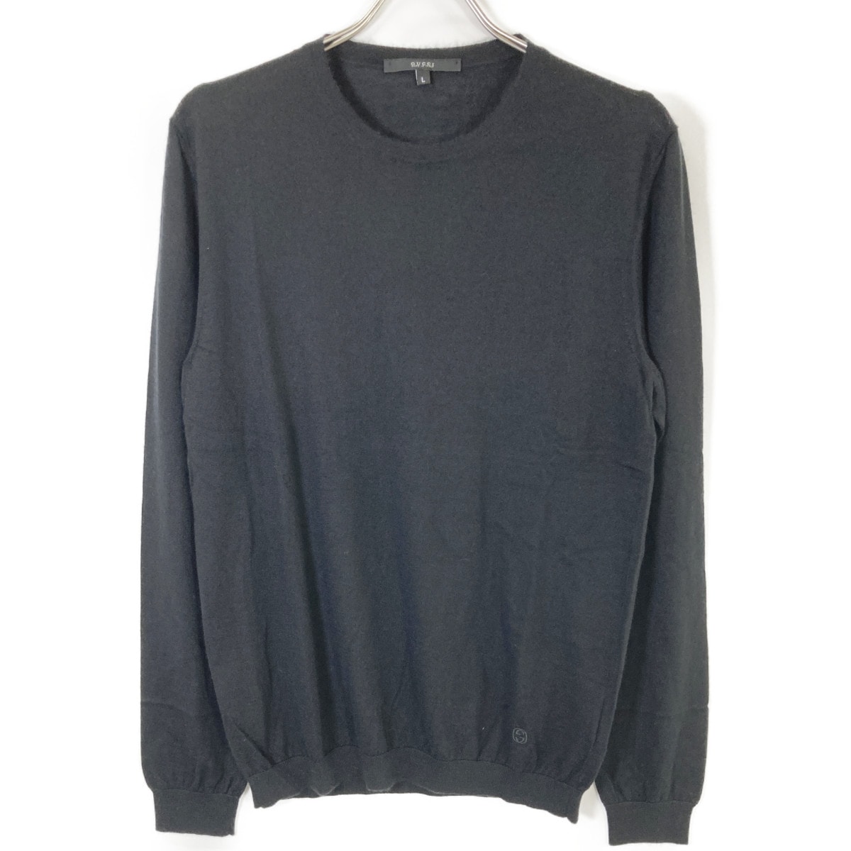グッチ ブラック カシミヤ100 クルーネックニット L