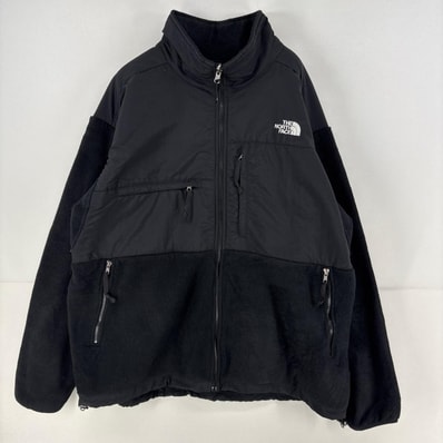 古着 ザ・ノースフェイス THE NORTH FACE フリース ジャケット フルジップ ロゴ 刺繍 デナリ ポーラテック 2XL ブラック 無地 メンズ
