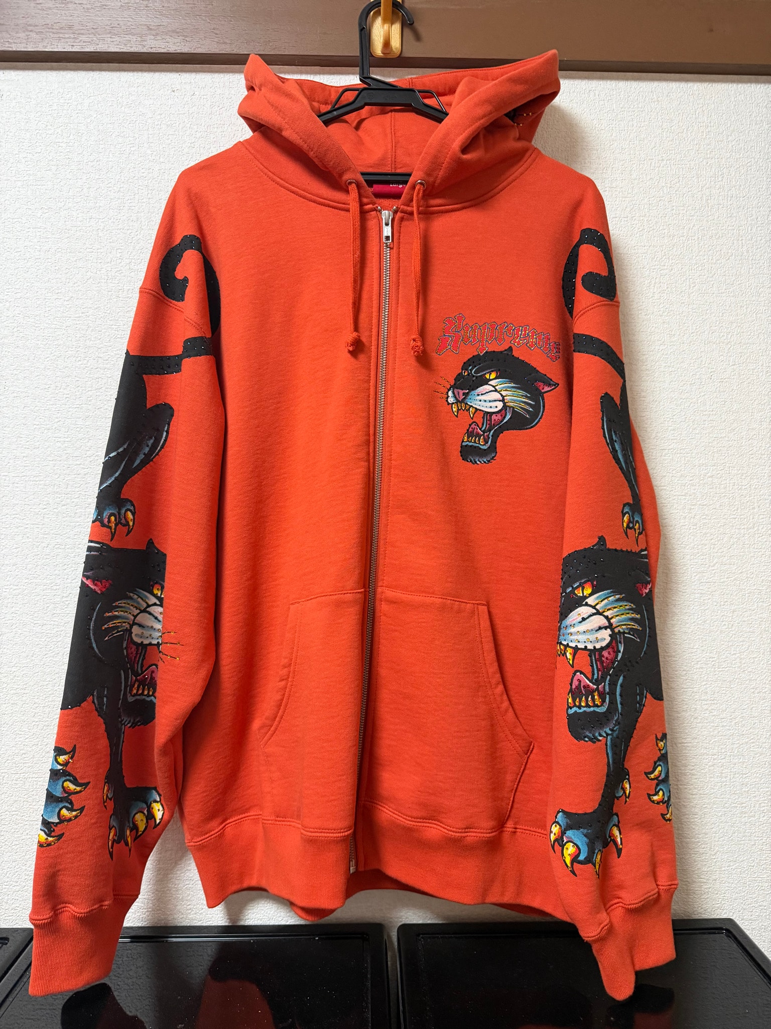 Supreme Panther Zip Up Hooded Sweatshirt "Orange"