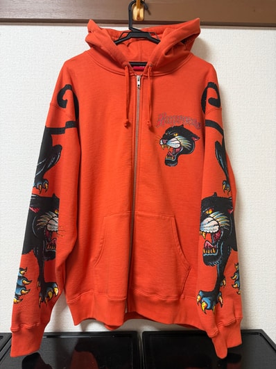 Supreme Panther Zip Up Hooded Sweatshirt "Orange"
