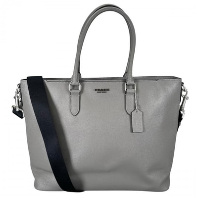 COACH コーチ ショルダーバッグ トート 2WAY 大容量 肩掛け 斜め掛け C2842 レザー グレー シルバー金具 メンズ【中古品】