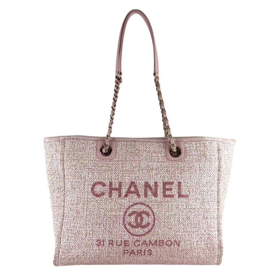シャネル CHANEL ショルダーバッグ ドーヴィルMM ツイード ピンク レディース【中古】 z9293