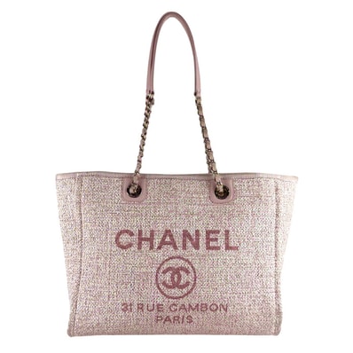 シャネル CHANEL ショルダーバッグ ドーヴィルMM ツイード ピンク レディース【中古】 z9293