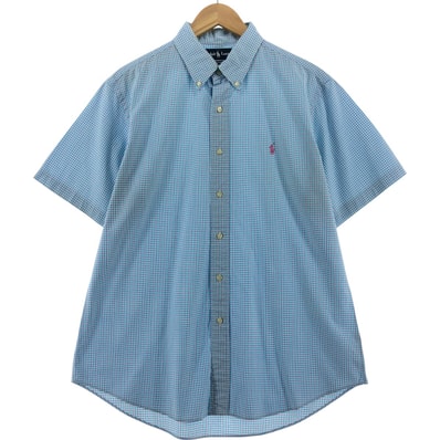 古着 ラルフローレン Ralph Lauren CUSTOM FIT 半袖 ボタンダウン チェックシャツ メンズL相当/eaa536072