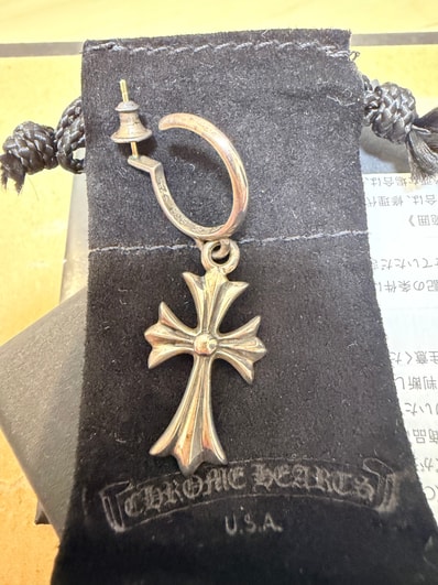 Chrome Hearts Tiny CH Cross Hoop Earrings "Silver"
