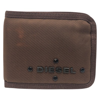 DIESEL ディーゼル ブラウン ポリエステル 二つ折り財布 折財布 コンパクトウォレット 600545 【中古】