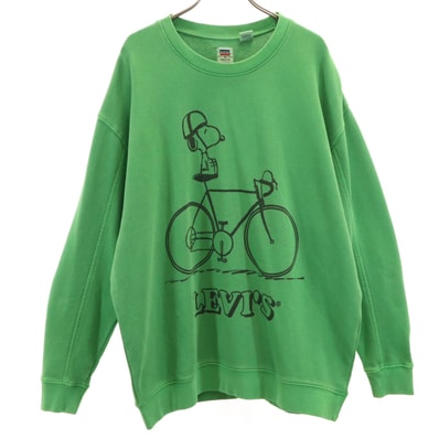 Levi's リーバイス PEANUTS ピーナッツ コラボ スヌーピー 長袖 スウェット トレーナー S グリーン