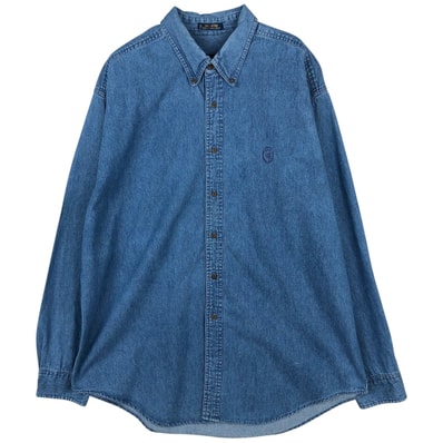 古着 80年代 ラルフローレン Ralph Lauren CHAPS チャップス 長袖 ボタンダウンデニムシャツ メンズL相当 ヴィンテージ/eaa646648