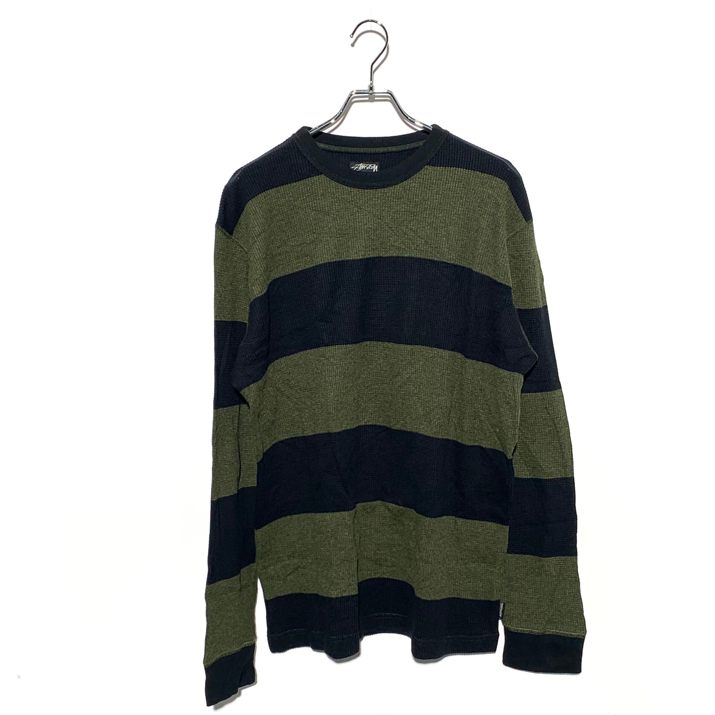 STUSSY THERMAL BORDER L/S TEE Green/Black