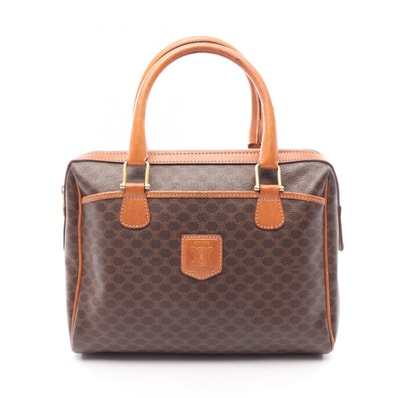 セリーヌ CELINE マカダム ボストンバッグ バッグ PVCコーティングキャンバス レザー レディース ブラウン系 【中古】