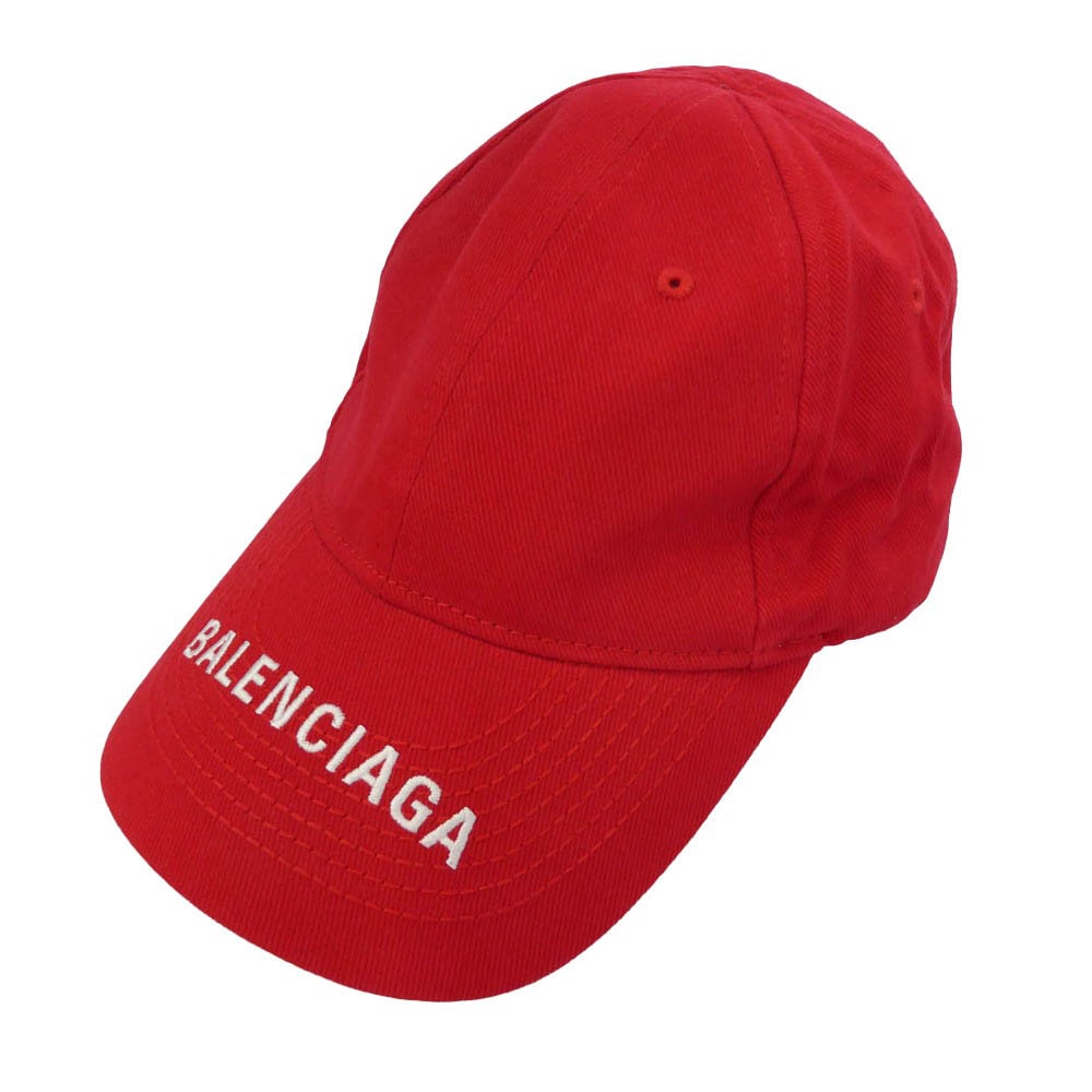 BALENCIAGA バレンシアガ 531588410B7 ロゴ コットン キャップ レッド系【極上美品】【中古】