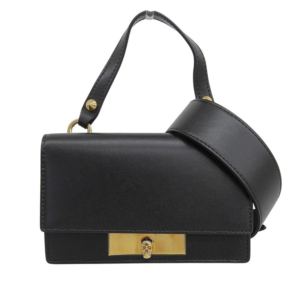 アレキサンダーマックイーン 美品 スカル レザー 2WAY ハンドバッグ レディース ブラック