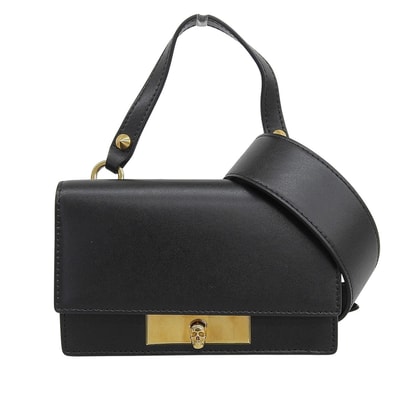 アレキサンダーマックイーン 美品 スカル レザー 2WAY ハンドバッグ レディース ブラック