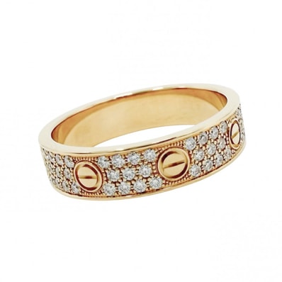 CARTIER カルティエ 指輪 ラブリング スモール パヴェ アクセサリー ジュエリー 18金YG Au750 K18イエローゴールド ダイヤモンド88石計0.31ctct 約15号 メンズ 約4.7g 美品【中古品】