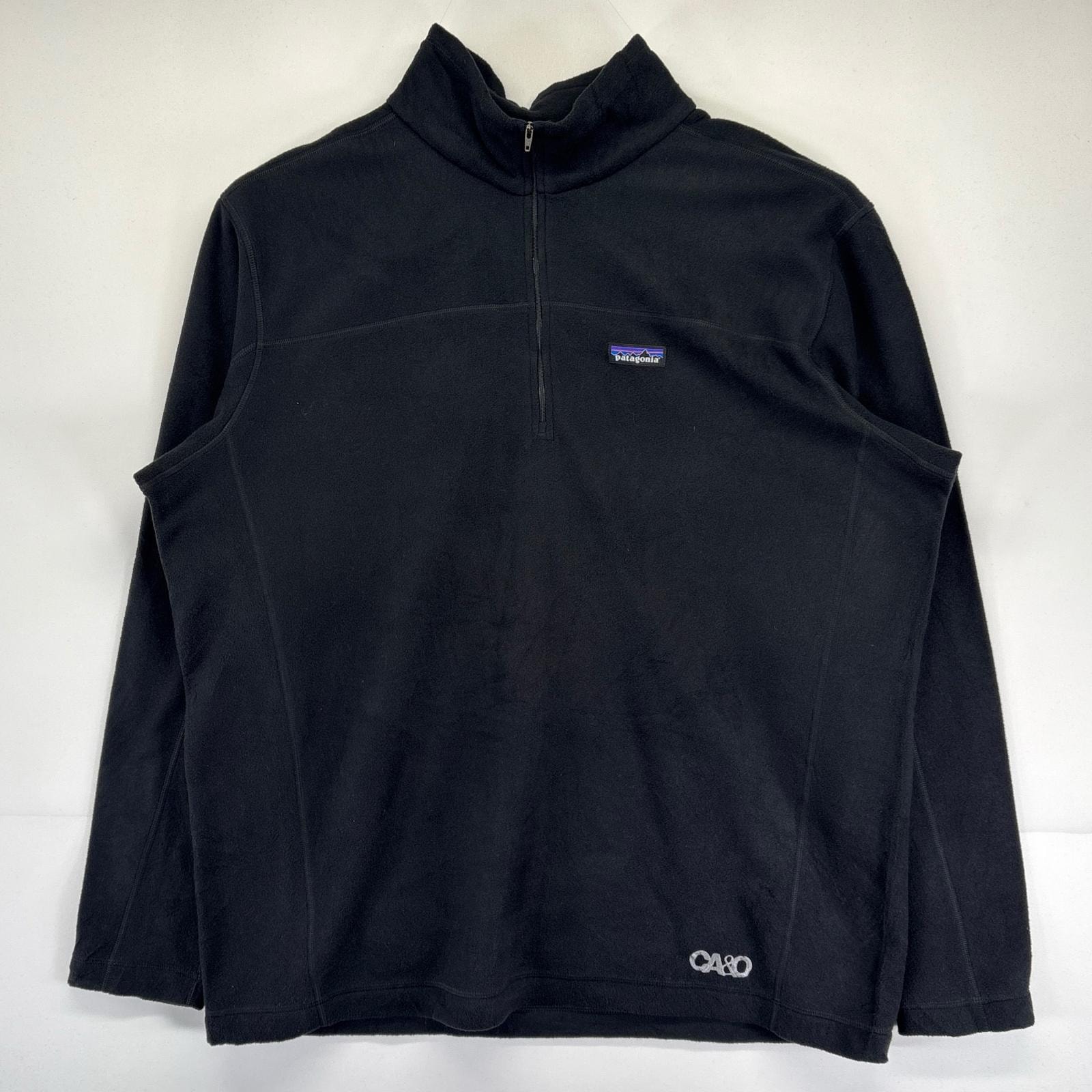 古着 パタゴニア patagonia フリースジャケット 大きいサイズ アウトドア ハーフジップ ワンポイントロゴ刺繍 プルオーバー 2XL ブラック メンズ