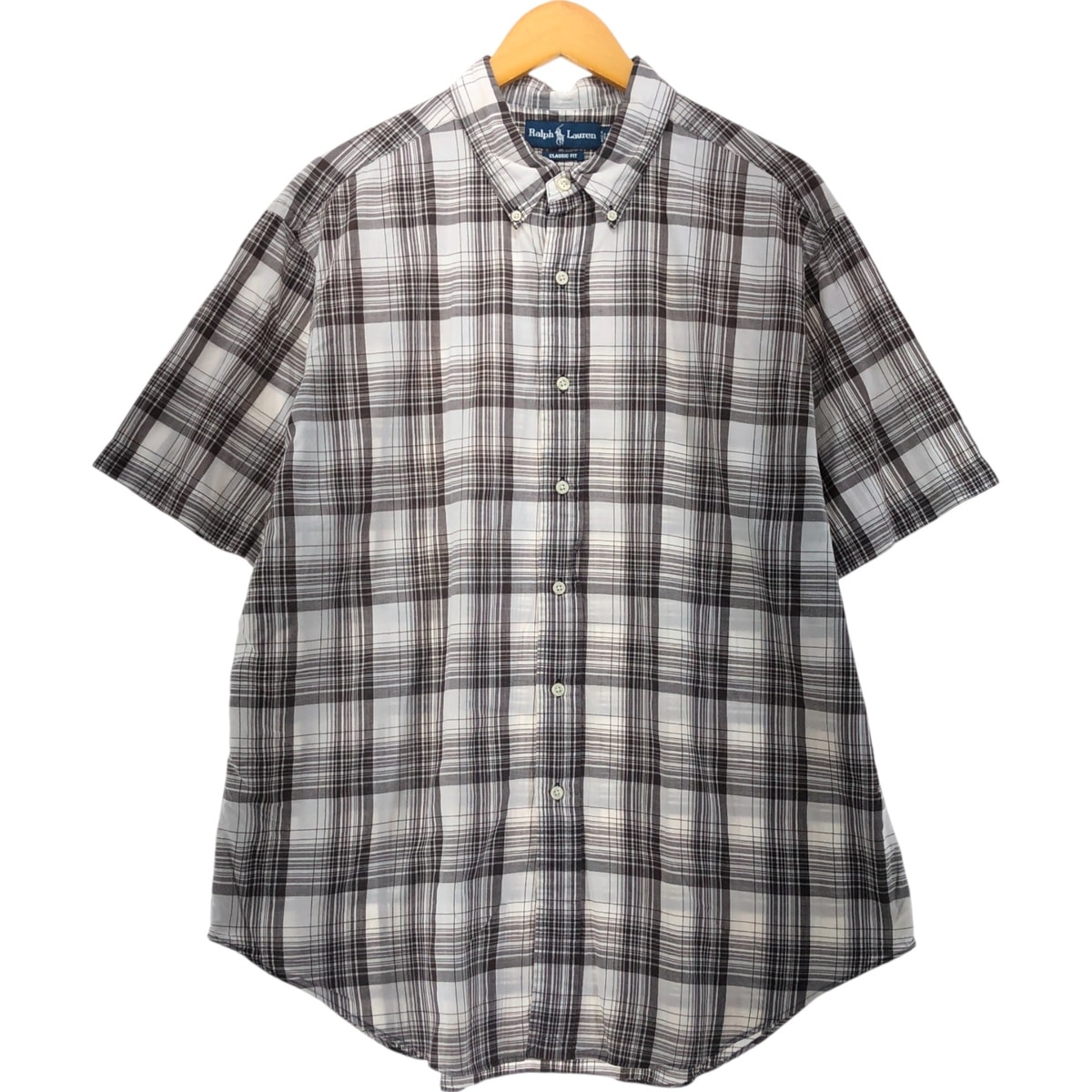 古着 ラルフローレン Ralph Lauren CLASSIC FIT 半袖 ボタンダウン チェックシャツ メンズXL相当/eaa553854