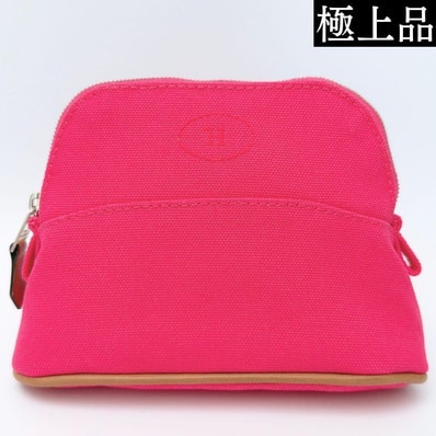【極上品】HERMES エルメス ボリードポーチ ミニミニ ハイビスカス ピンク オレンジ 未使用品 現行定価66,000円