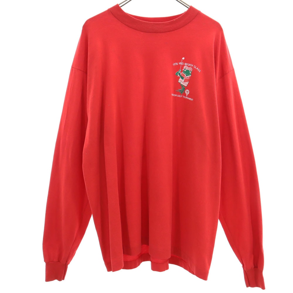 FRUIT OF THE LOOM フルーツオブザルーム 90s USA製 オールド 長袖 Tシャツ XL レッド系