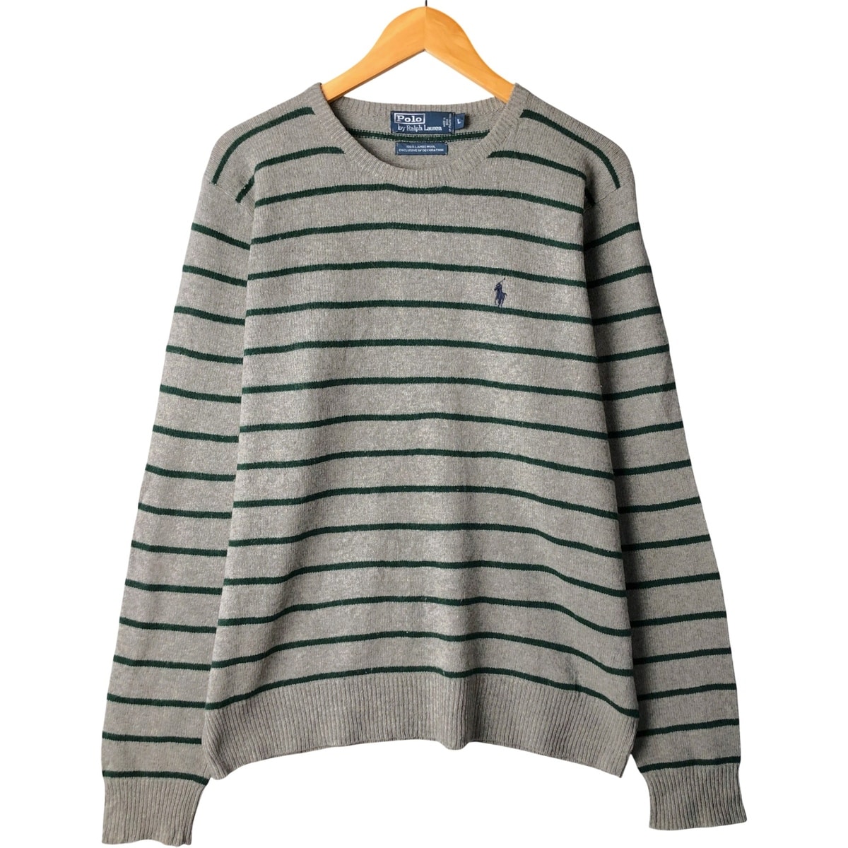 古着 ラルフローレン Ralph Lauren POLO by Ralph Lauren ボーダー柄 ラムウールニットセーター メンズL相当/eaa592856