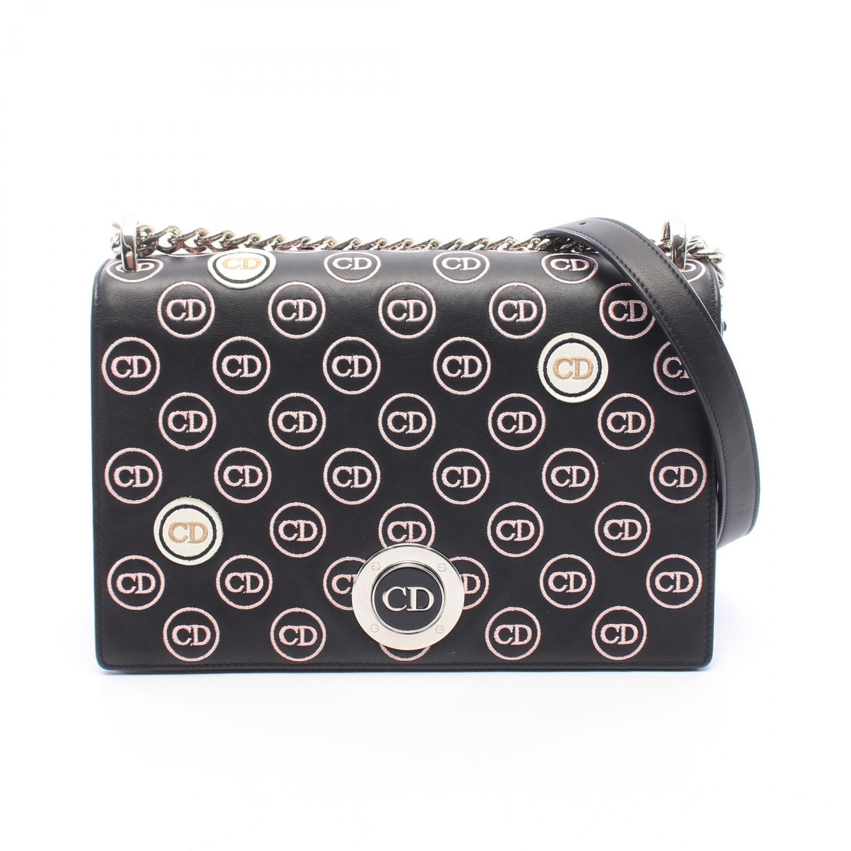 ディオール Dior ディオラマ ミディアム ショルダーバッグ バッグ レザー レディース ブラック系 / ピンク系 / ホワイト系 【中古】