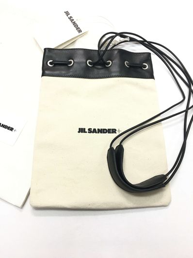 JIL SANDER キャンバス ロゴ 巾着 ショルダーバッグ