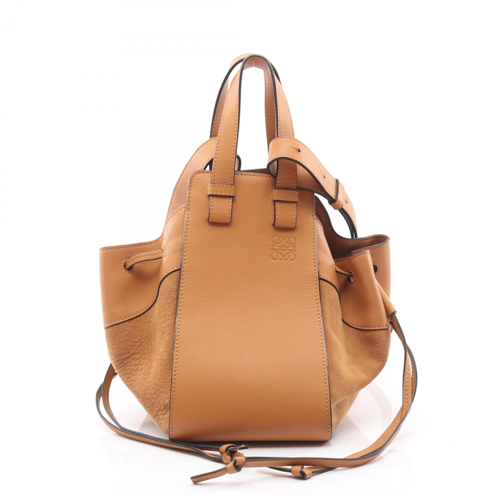 ロエベ LOEWE ハンモック ドローストリング スモール ショルダーバッグ バッグ レザー レザー レディース ブラウン系 314 79 Z95 【中古】