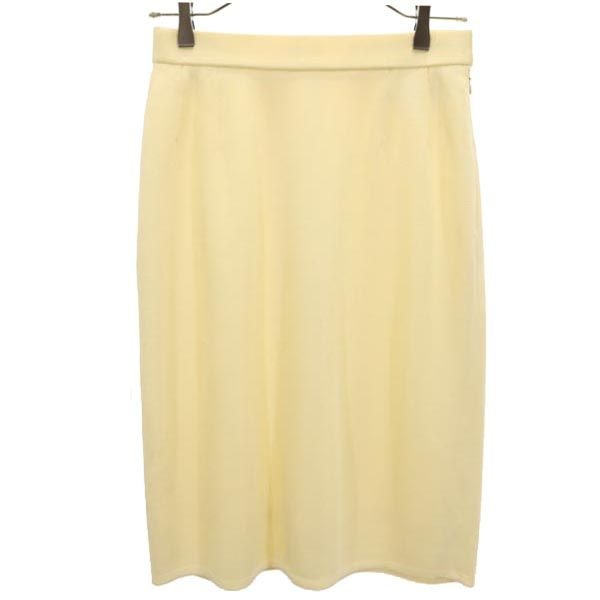 YVES SAINT LAURENT イヴサンローラン レーヨン ミニ丈 ニット スカート 11 イエロー系 サイドジップ