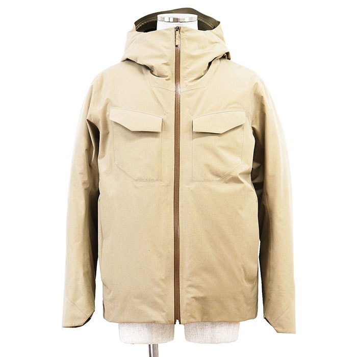 美品 アークテリクス VEILANCE ヴェイランス パテッド 中綿 パーカー フーディー マットナイロン ジャケット メンズ サンドベージュ M ARC'TERYX