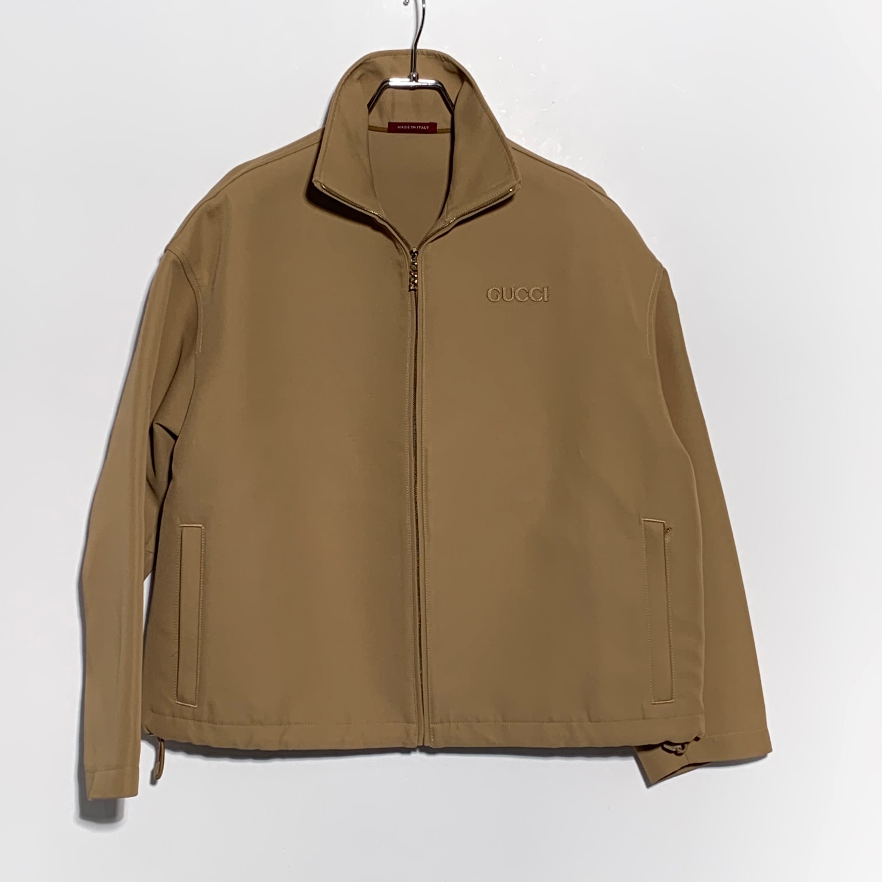 GUCCI Women's Gabardine Zip-Up Jacket "Camel"