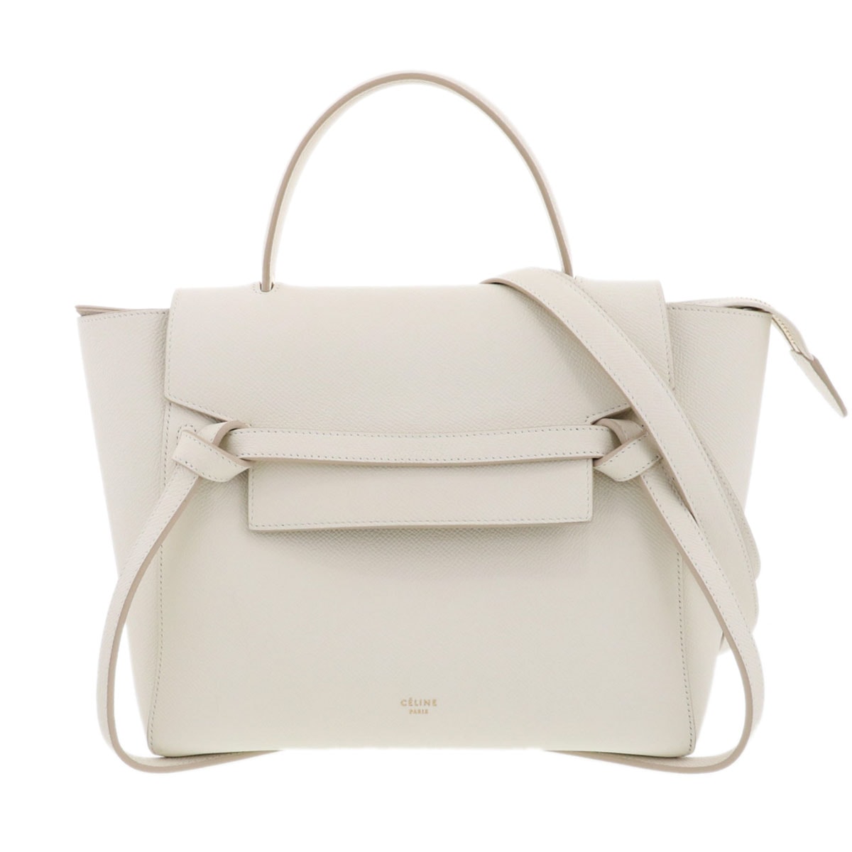 【値下げ】CELINE セリーヌ マイクロ ベルトバッグ ショルダーバッグ 189153ZVA グレインカーフレザー ホワイト  レディース【中古】