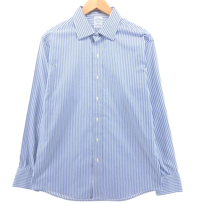 古着 ブルックスブラザーズ Brooks Brothers Est.1818 マルチストライプ ワイドカラー 長袖 コットンストライプシャツ カフスシャツ メンズL相当/eaa544960