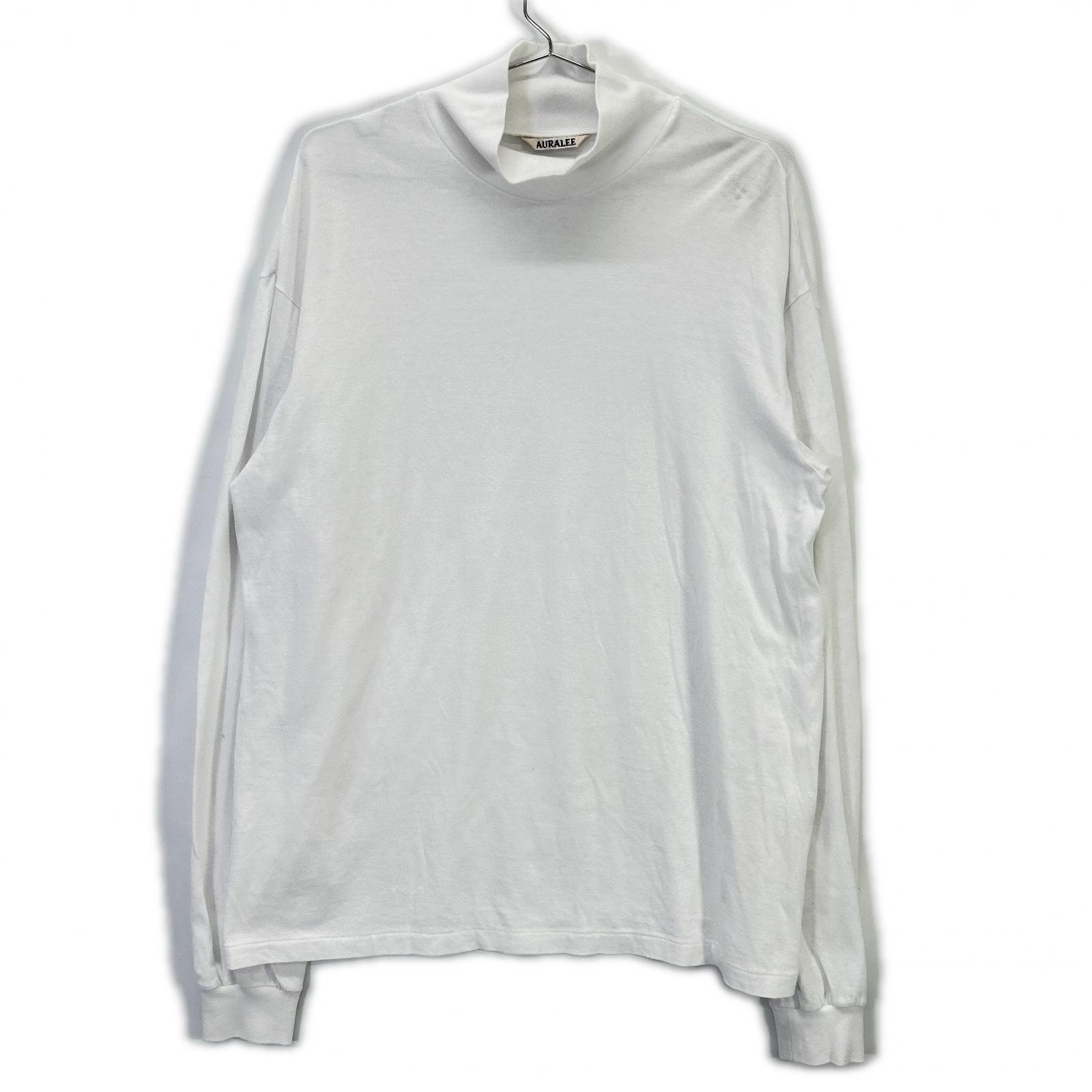 オーラリー A22AP03ST 22AW ホワイト コットン100 SEAMLESS HI NECK L/S TEE カットソー 4