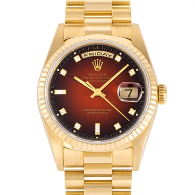 ROLEX ロレックス デイデイト 18238A E番 レッドグラデーション Tritium K18YG【中古】