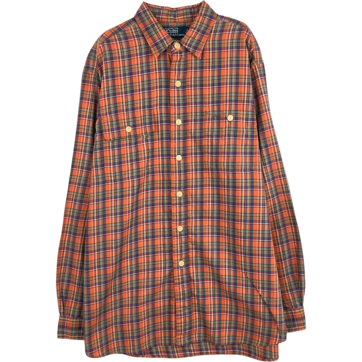 古着 ラルフローレン Ralph Lauren POLO by Ralph Lauren チェック柄 長袖 コットンシャツ メンズL相当/eaa625250