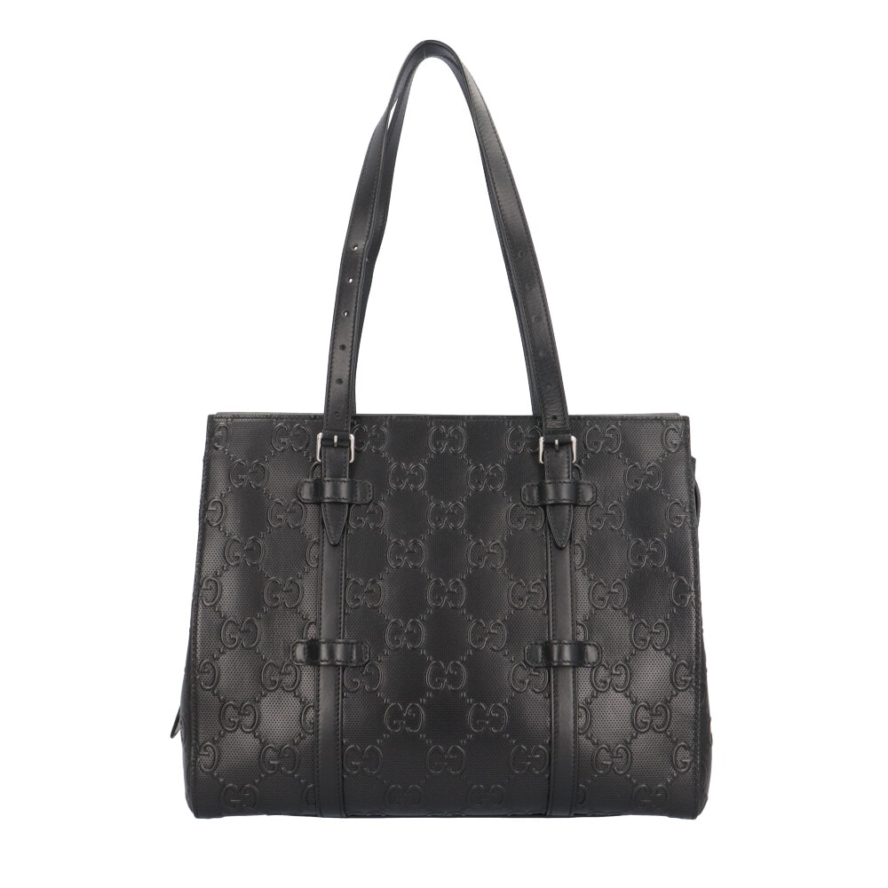 グッチ ミディアム GGエンボス トートバッグ 625774 ブラック ユニセックス GUCCI  中古