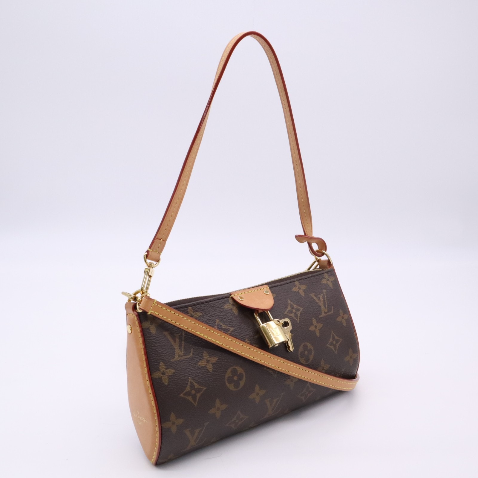 LOUIS VUITTON ルイ・ヴィトン モノグラム ポシェット ティレット MINI M12859 2wayショルダーバッグ ブラウン ベージュ コーティングキャンバス レザー レディース