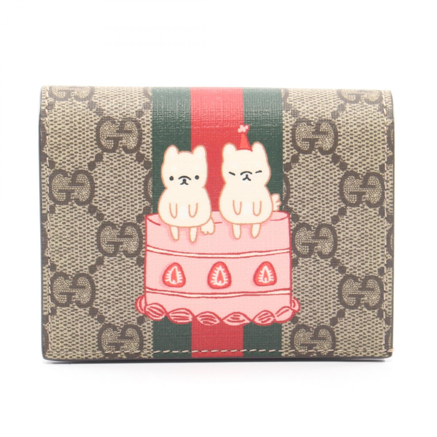 グッチ GUCCI GUCCI × Pikarar GGスプリーム 二つ折り財布 財布 PVC レディース ベージュ系 / マルチカラー 736784 【中古】