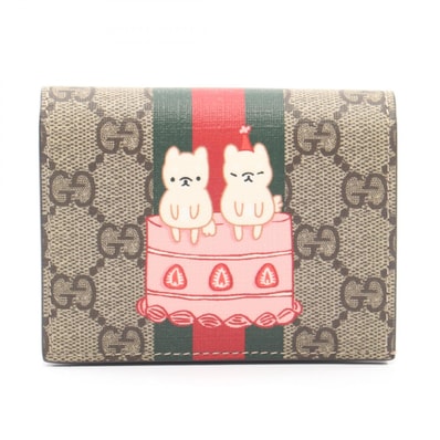 グッチ GUCCI GUCCI × Pikarar GGスプリーム 二つ折り財布 財布 PVC レディース ベージュ系 / マルチカラー 736784 【中古】