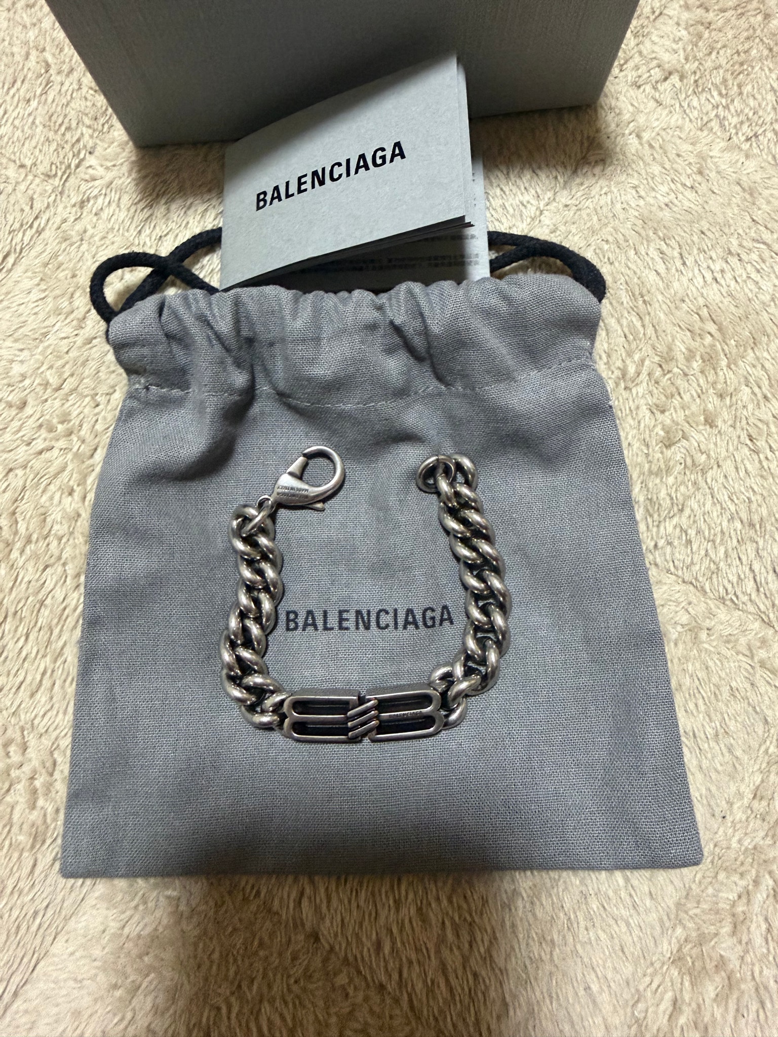 BALENCIAGA BB Icon Gourmette Bracelet "Antique Silver"